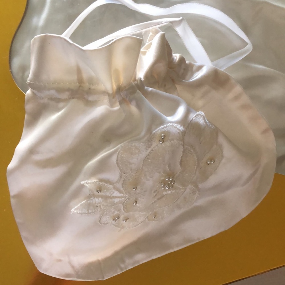 Vintage Bride’s Satin Drawstring Purse